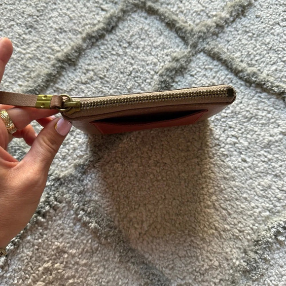 Madewell The Leather Pocket Pouch Wallet Colorblock card holder brown tan - Picture 5 of 8